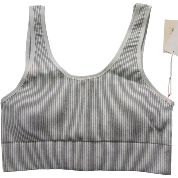 Good American White/Gray Ribbed Padded Sports Bra SZ 4/5 - Picture 1 of 10